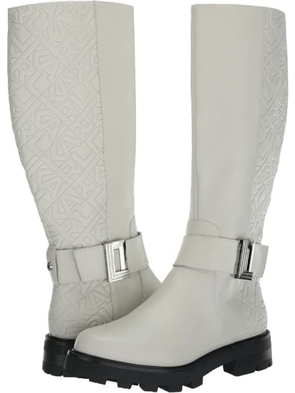 KARL LAGERFELD Meara II Knee High Tall Riding Boot Soft White Size: 9.5 B NIB